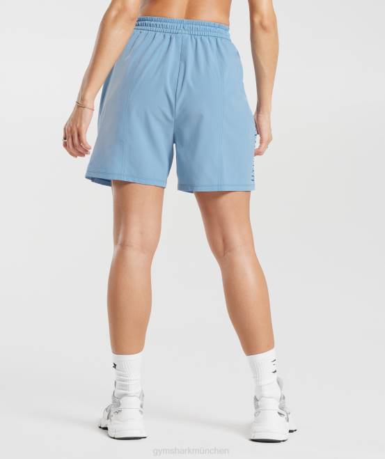 Ozonblau Kleidung Gymshark Frauen Sportgewebte Shorts 04P836