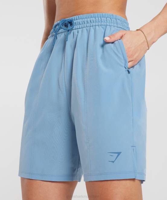 Ozonblau Kleidung Gymshark Frauen Sportgewebte Shorts 04P836
