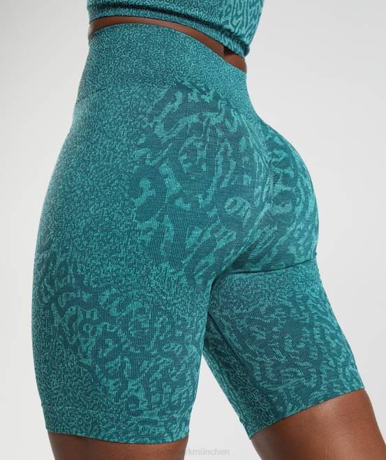 Riff | Winterblaugrün Kleidung Gymshark Frauen Passen Sie die nahtlosen Tier-Radhosen an 04P8103