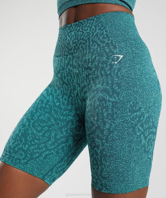 Riff | Winterblaugrün Kleidung Gymshark Frauen Passen Sie die nahtlosen Tier-Radhosen an 04P8103