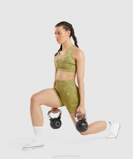 Savanne | Greifgrün Kleidung Gymshark Frauen Nahtlose Camo-Shorts anpassen 04P878