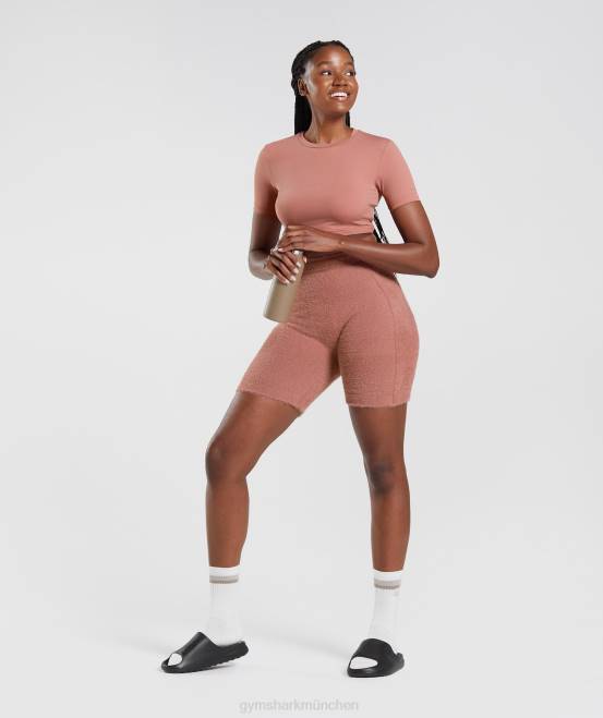 Schlucht rot Kleidung Gymshark Frauen Whitney-Wimpern-Strickshorts 04P899