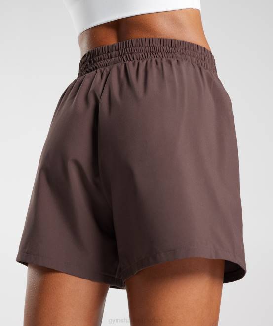 Schokoladenbraun Kleidung Gymshark Frauen Shorts mit gewebten Taschen 04P844