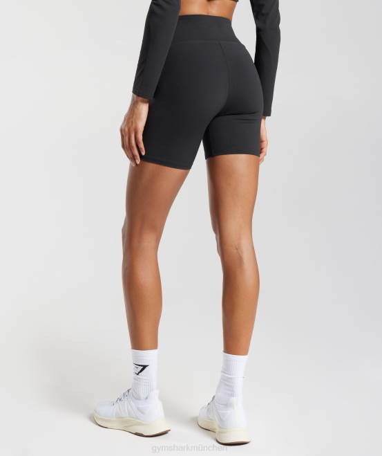 Schwarz Kleidung Gymshark Frauen Crossover-Shorts 04P847