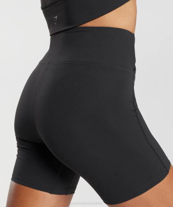 Schwarz Kleidung Gymshark Frauen Crossover-Shorts 04P847