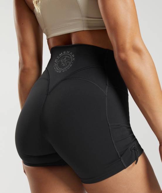 Schwarz Kleidung Gymshark Frauen Legacy-geraffte, enge Shorts 04P812