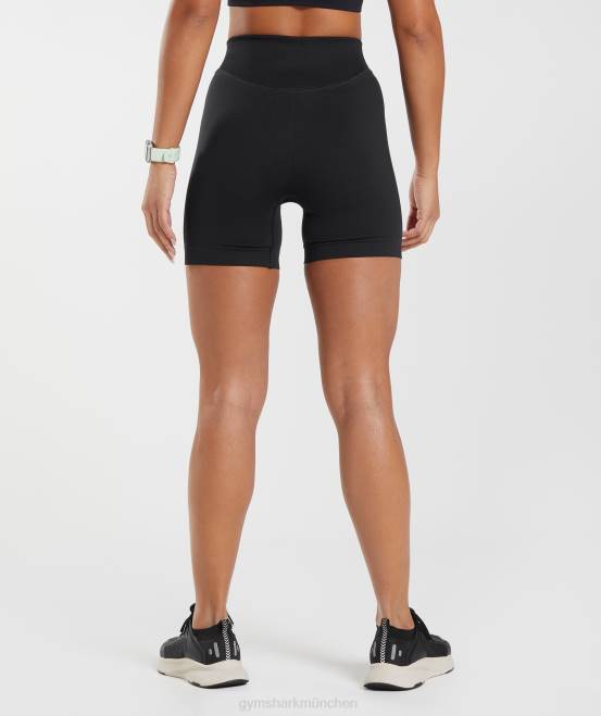 Schwarz Kleidung Gymshark Frauen Nahtlose Sweat-Shorts 04P89
