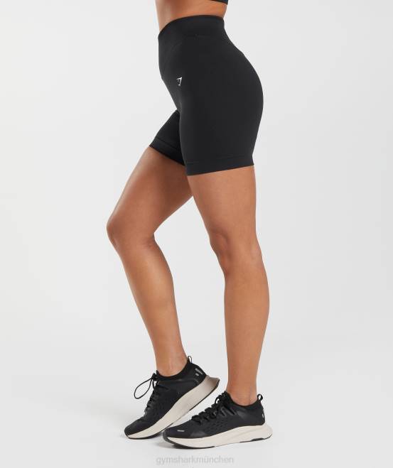 Schwarz Kleidung Gymshark Frauen Nahtlose Sweat-Shorts 04P89