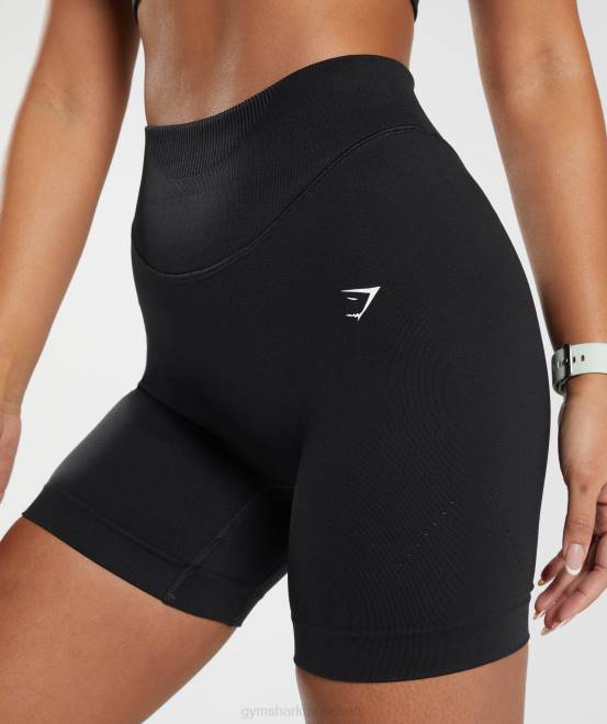 Schwarz Kleidung Gymshark Frauen Nahtlose Sweat-Shorts 04P89