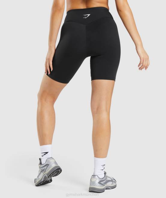 Schwarz Kleidung Gymshark Frauen Radlerhose mit aktivierter Grafik 04P874