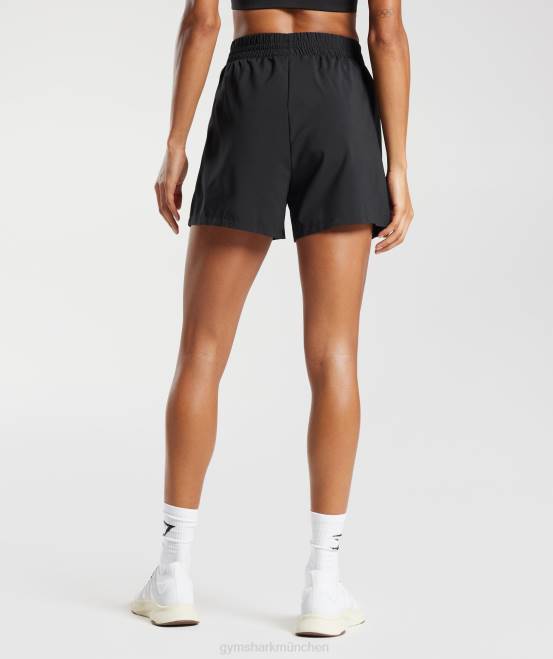 Schwarz Kleidung Gymshark Frauen Shorts mit gewebten Taschen 04P843