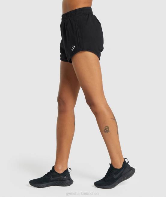 Schwarz Kleidung Gymshark Frauen Trainings-Sweatshorts 04P87