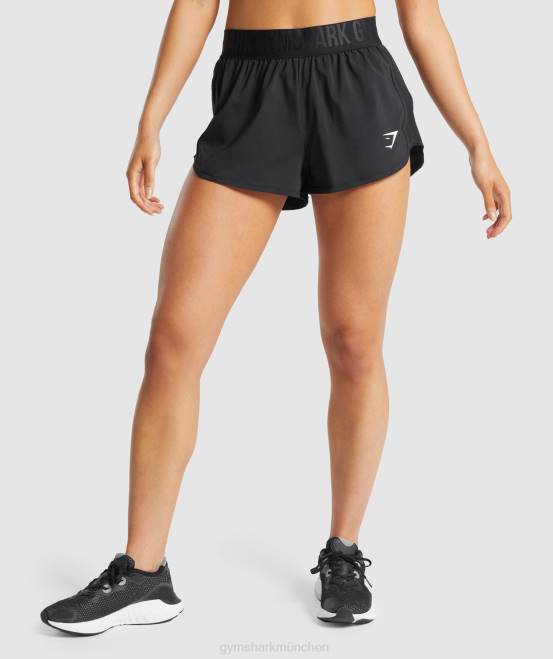 Schwarz Kleidung Gymshark Frauen Trainingsshorts mit lockerer Passform 04P86