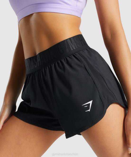 Schwarz Kleidung Gymshark Frauen Trainingsshorts mit lockerer Passform 04P86