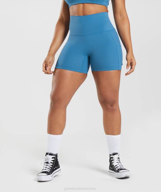 Seeuferblau Kleidung Gymshark Frauen Legacy-geraffte, enge Shorts 04P88