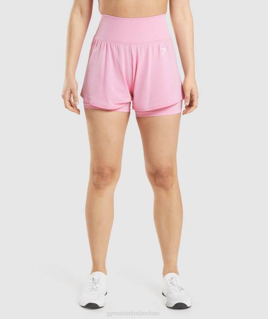 Sorbet rosa meliert Kleidung Gymshark Frauen Vital Seamless 2.0 2-in-1-Shorts 04P871