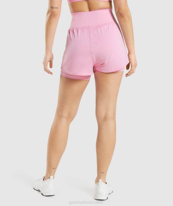 Sorbet rosa meliert Kleidung Gymshark Frauen Vital Seamless 2.0 2-in-1-Shorts 04P871