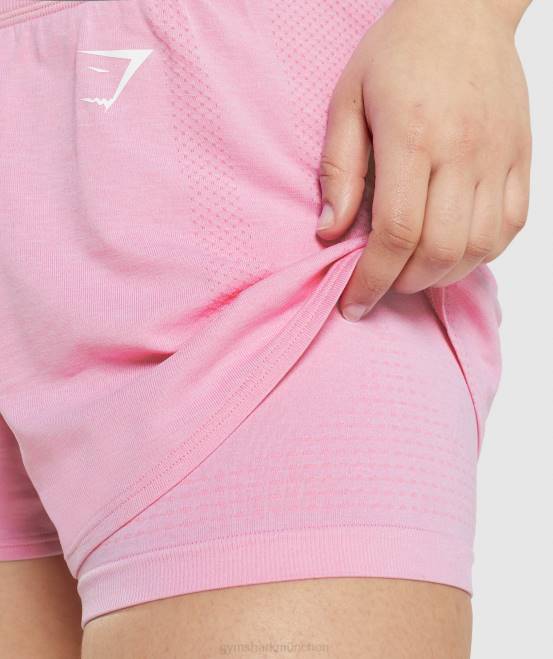 Sorbet rosa meliert Kleidung Gymshark Frauen Vital Seamless 2.0 2-in-1-Shorts 04P871