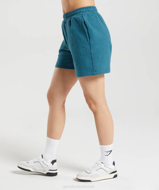 Stahlblau meliert Kleidung Gymshark Frauen Ruhetag schwitzt Shorts 04P859