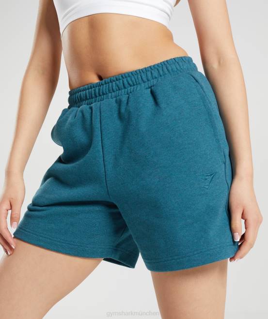 Stahlblau meliert Kleidung Gymshark Frauen Ruhetag schwitzt Shorts 04P859