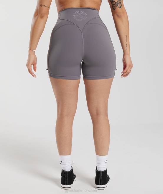 Titangrau (ausverkauft) Kleidung Gymshark Frauen Legacy-geraffte, enge Shorts 04P8108