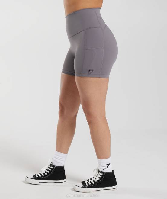 Titangrau (ausverkauft) Kleidung Gymshark Frauen Legacy-geraffte, enge Shorts 04P8108
