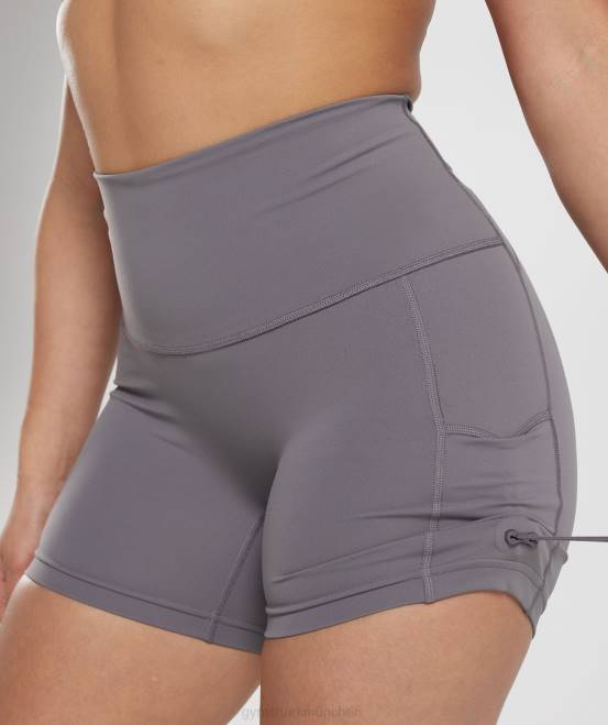 Titangrau (ausverkauft) Kleidung Gymshark Frauen Legacy-geraffte, enge Shorts 04P8108