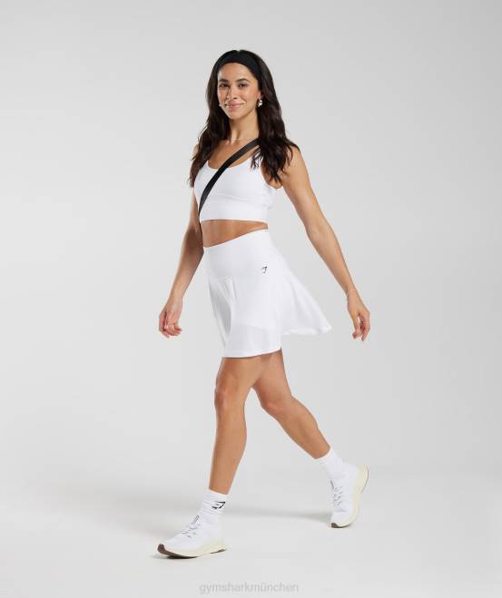 Weiß Kleidung Gymshark Frauen Nahtloser Sweat-Skort 04P861