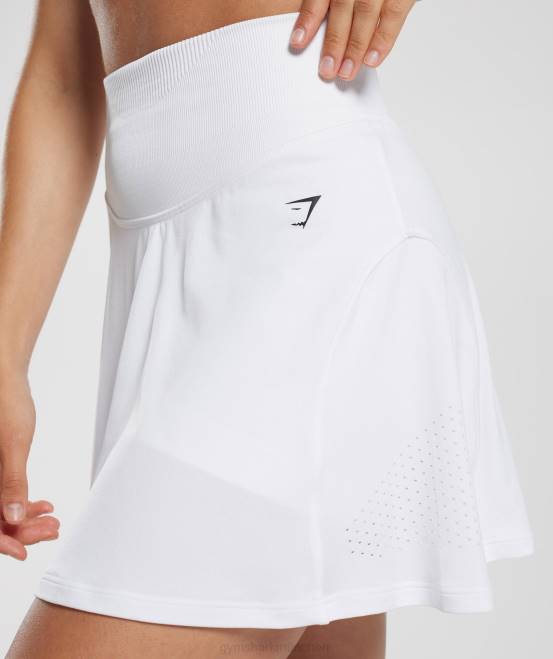 Weiß Kleidung Gymshark Frauen Nahtloser Sweat-Skort 04P861
