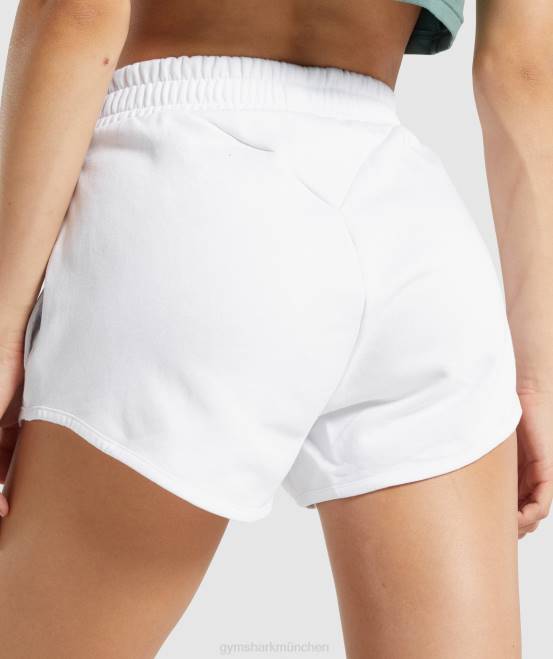 Weiß Kleidung Gymshark Frauen Trainings-Sweatshorts 04P818