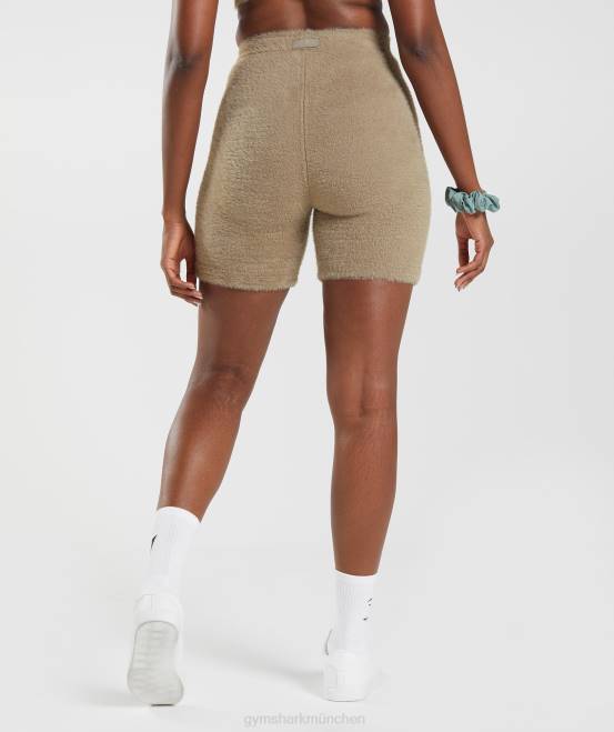 Zementbraun Kleidung Gymshark Frauen Whitney-Wimpern-Strickshorts 04P8101