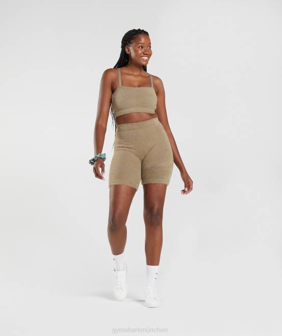 Zementbraun Kleidung Gymshark Frauen Whitney-Wimpern-Strickshorts 04P8101