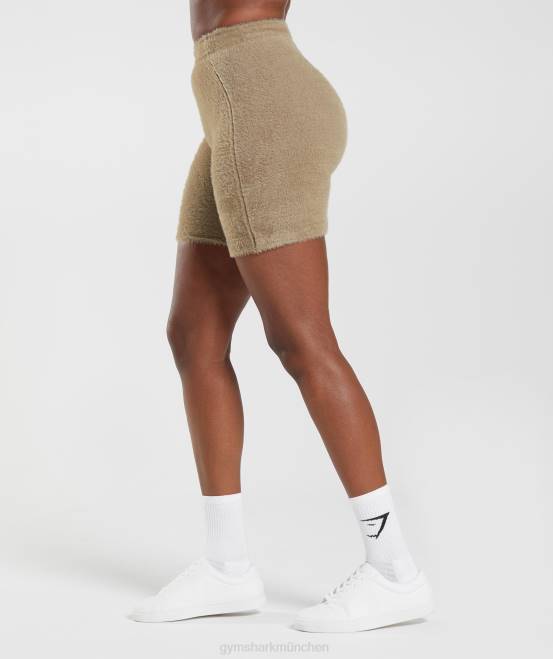 Zementbraun Kleidung Gymshark Frauen Whitney-Wimpern-Strickshorts 04P8101