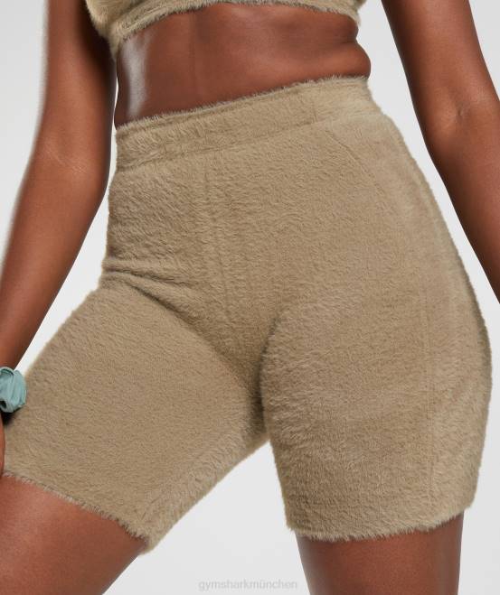 Zementbraun Kleidung Gymshark Frauen Whitney-Wimpern-Strickshorts 04P8101