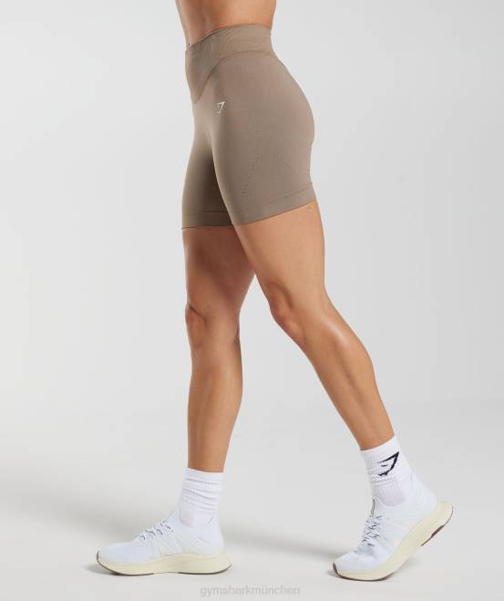 fossilbraun Kleidung Gymshark Frauen Nahtlose Sweat-Shorts 04P820