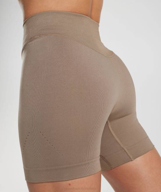 fossilbraun Kleidung Gymshark Frauen Nahtlose Sweat-Shorts 04P820