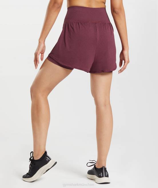gebackener kastanienbrauner Mergel Kleidung Gymshark Frauen Vital Seamless 2.0 2-in-1-Shorts 04P865