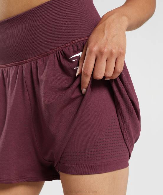 gebackener kastanienbrauner Mergel Kleidung Gymshark Frauen Vital Seamless 2.0 2-in-1-Shorts 04P865