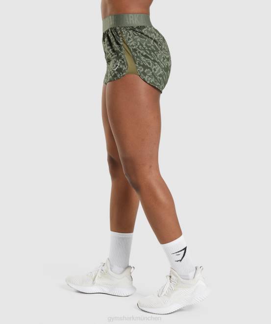 grüner Aufdruck Kleidung Gymshark Frauen Trainingsshorts mit lockerer Passform 04P877