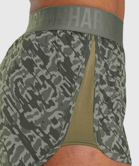 grüner Aufdruck Kleidung Gymshark Frauen Trainingsshorts mit lockerer Passform 04P877