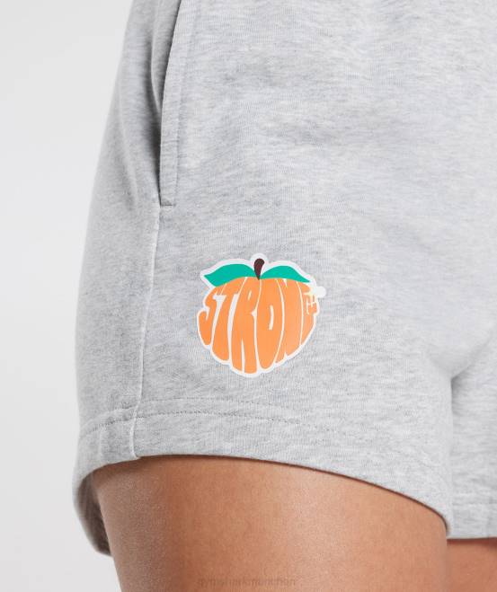 hellgrau meliert Kleidung Gymshark Frauen starke pfirsichfarbene Shorts 04P830