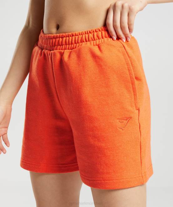 leuchtend orangefarbener Mergel Kleidung Gymshark Frauen Ruhetag schwitzt Shorts 04P863