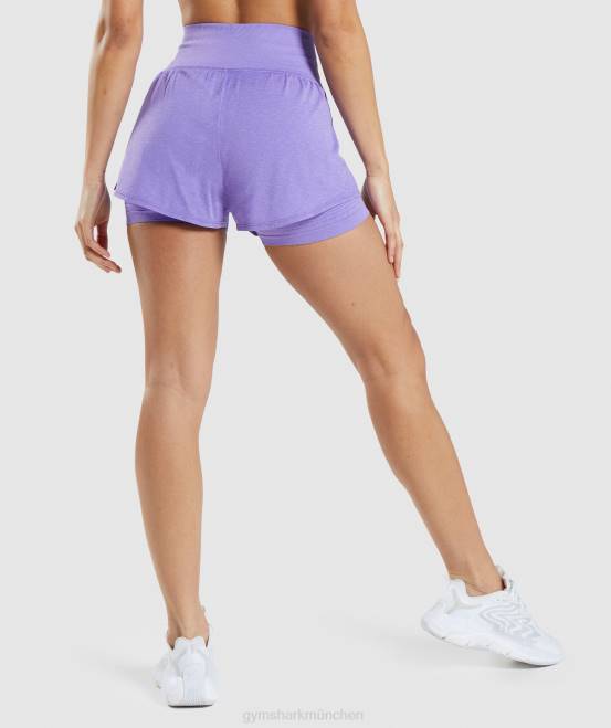 leuchtend violetter Mergel Kleidung Gymshark Frauen Vital Seamless 2.0 2-in-1-Shorts 04P879