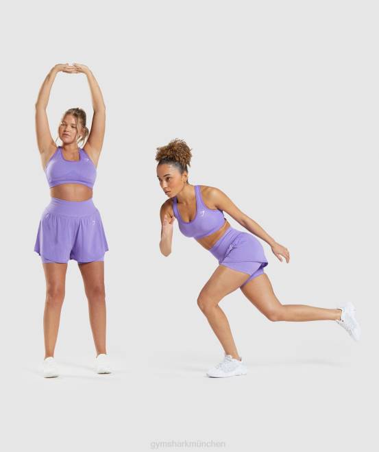 leuchtend violetter Mergel Kleidung Gymshark Frauen Vital Seamless 2.0 2-in-1-Shorts 04P879