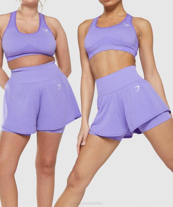 leuchtend violetter Mergel Kleidung Gymshark Frauen Vital Seamless 2.0 2-in-1-Shorts 04P879