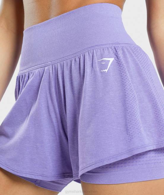 leuchtend violetter Mergel Kleidung Gymshark Frauen Vital Seamless 2.0 2-in-1-Shorts 04P879