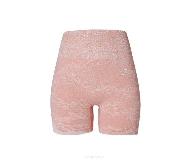 nebliges Rosa/trübes Rosa Kleidung Gymshark Frauen Nahtlose Camo-Shorts anpassen 04P816