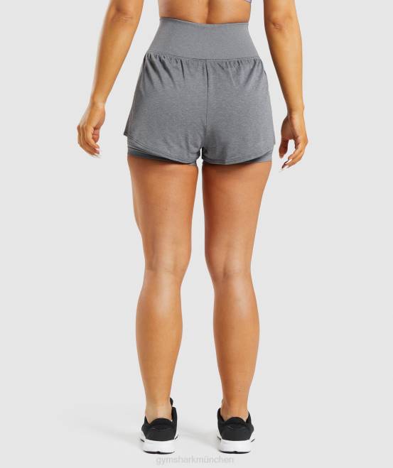 rauchgrauer Mergel Kleidung Gymshark Frauen Vital Seamless 2.0 2-in-1-Shorts 04P897