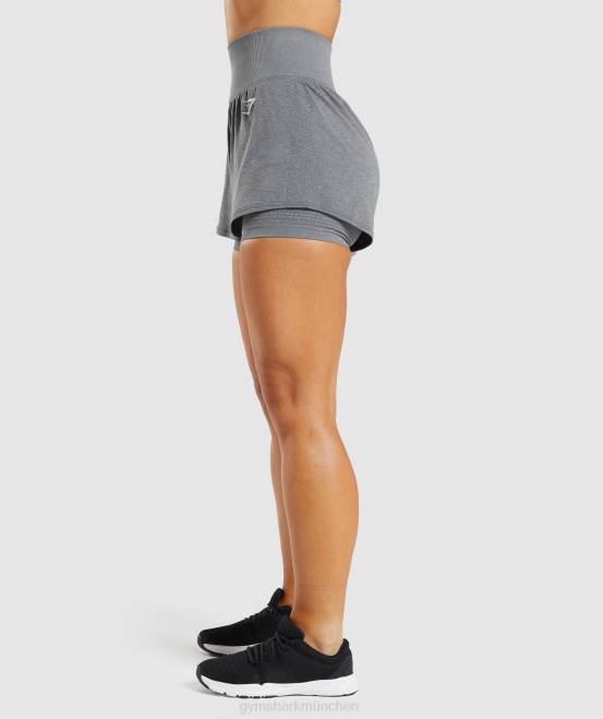 rauchgrauer Mergel Kleidung Gymshark Frauen Vital Seamless 2.0 2-in-1-Shorts 04P897
