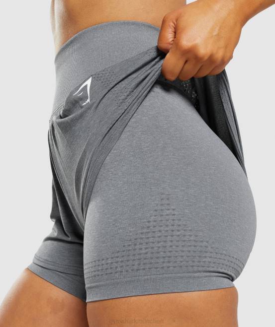 rauchgrauer Mergel Kleidung Gymshark Frauen Vital Seamless 2.0 2-in-1-Shorts 04P897
